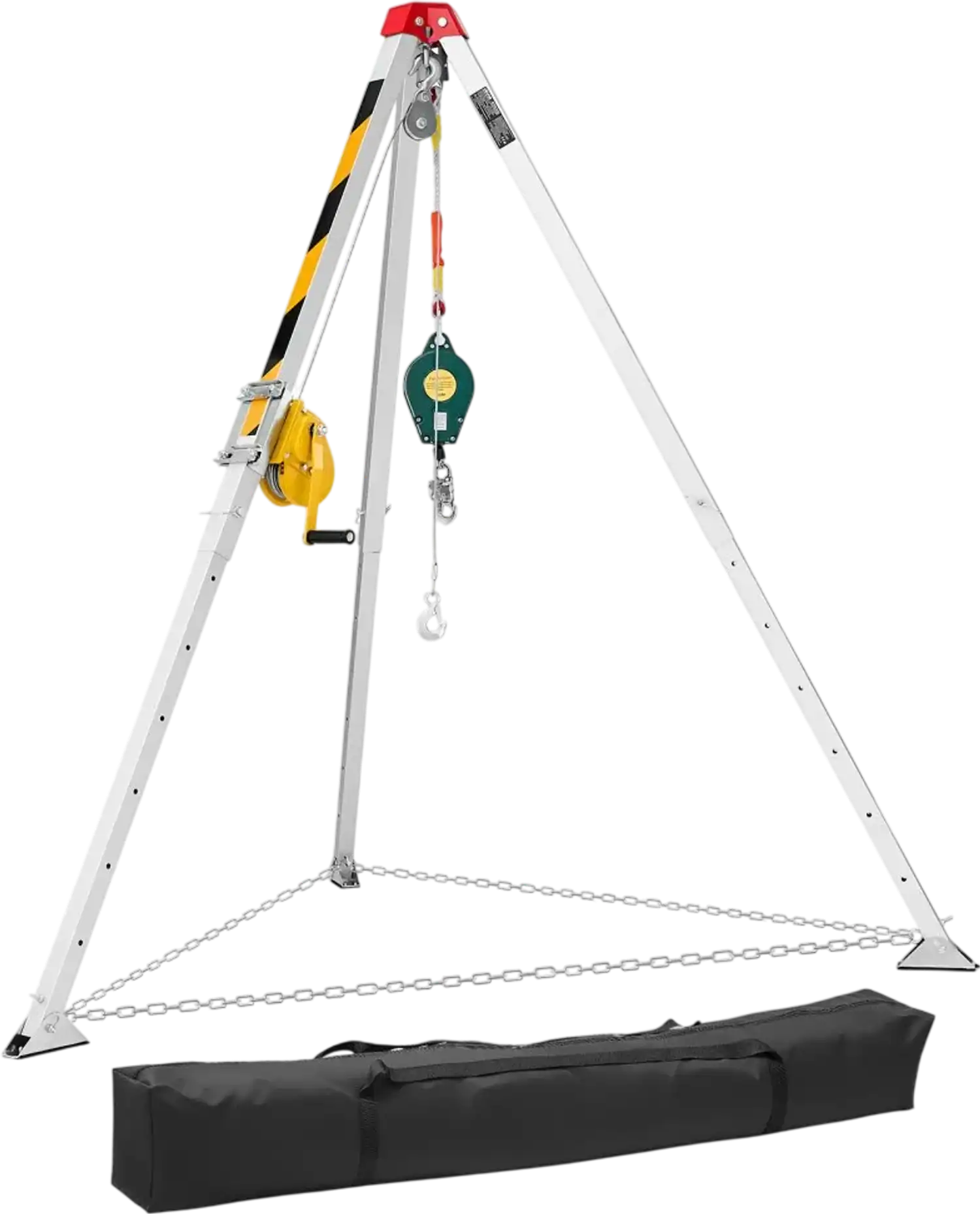Vevor Confined Space Tripod Kit Rescue Tripod with 1,200 lbs Winch, 98.5' Cable & Fall Protection New