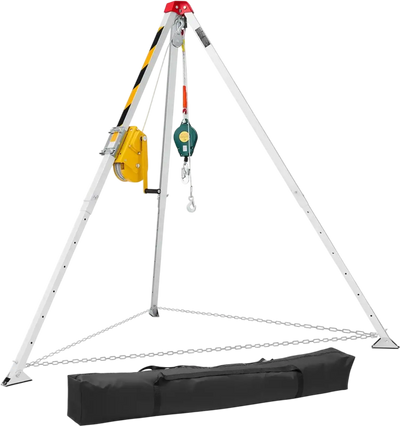 Vevor Confined Space Tripod Kit Heavy-Duty Rescue Tripod with 2,600 lbs Winch, 98.5' Cable & Fall Protection New