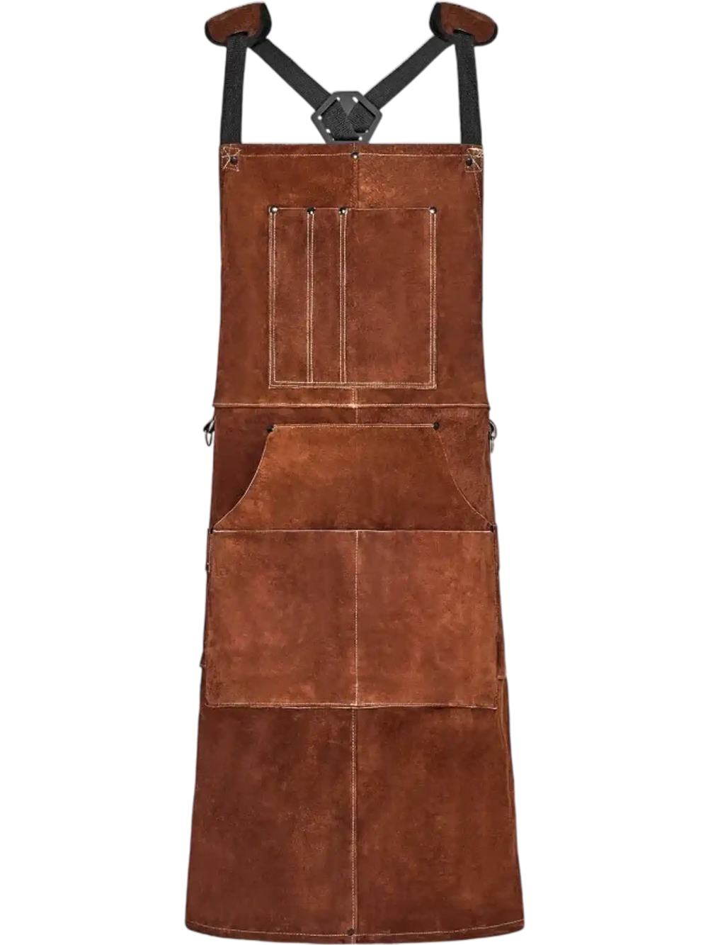 VEVOR Leather Welding Work Apron, Heavy Duty Cowhide Flame Resistant Welding Apron, Heat-Resistant Blacksmith Welder Aprons with 6 Tool Pockets for Woodworking, Gardening, BBQ