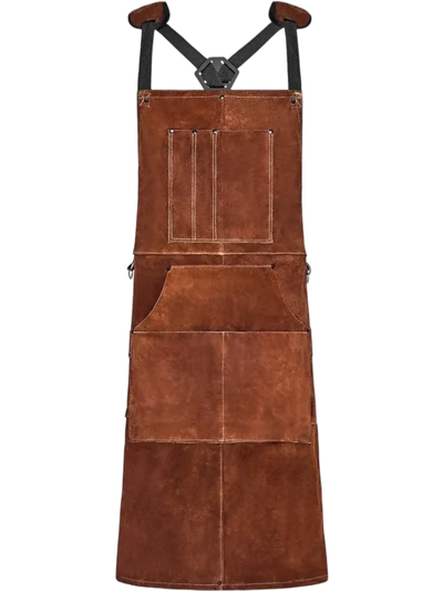 VEVOR Leather Welding Work Apron, Heavy Duty Cowhide Flame Resistant Welding Apron, Heat-Resistant Blacksmith Welder Aprons with 6 Tool Pockets for Woodworking, Gardening, BBQ
