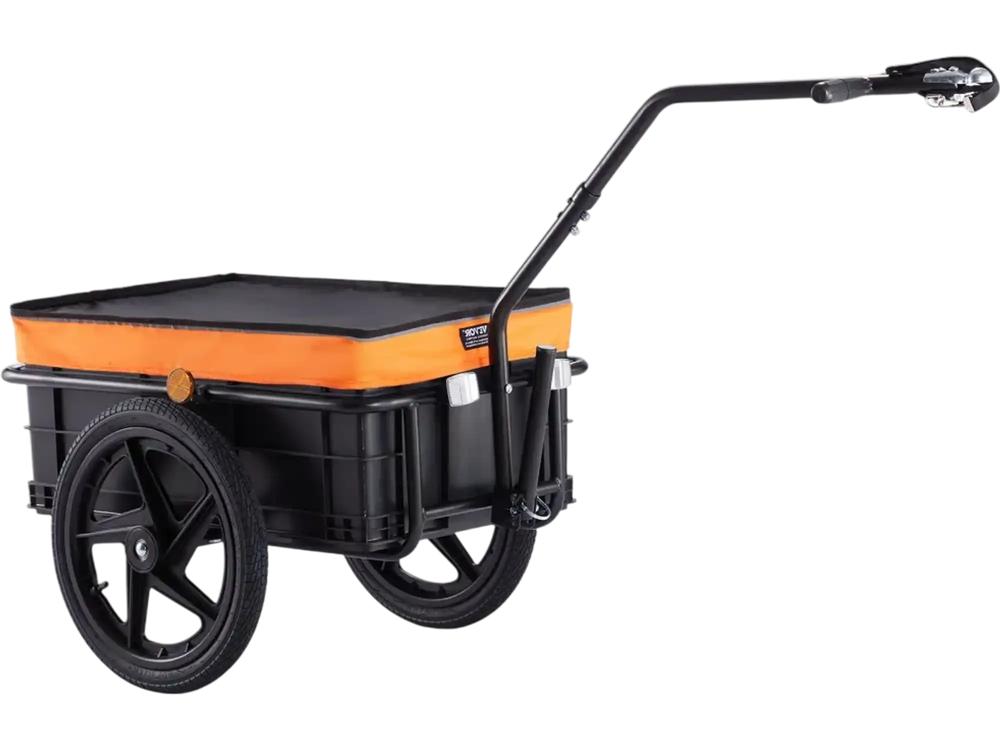 VEVOR Bike Cargo Trailer, 88 lbs Load Capacity, Heavy-Duty Bicycle Wagon Cart, Foldable Compact Storage with Universal Hitch, Waterproof Cover, 16" Wheels, Safe Reflectors, Fits 24"-28" Bike Wheels