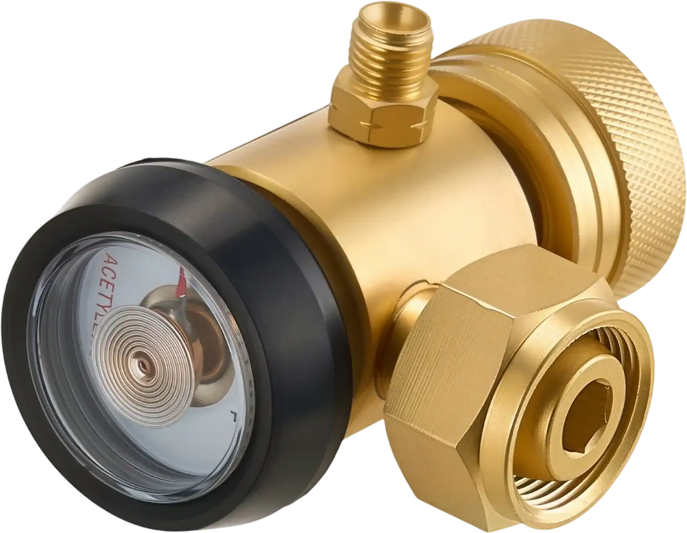 VEVOR CGA520 Acetylene Regulator for B-Type Tanks, AR-B Air Acetylene Regulator Gauge with 3/8"-24 LH Outlet Connection, Heavy-Duty Brass Body for Welding Brazing Applications