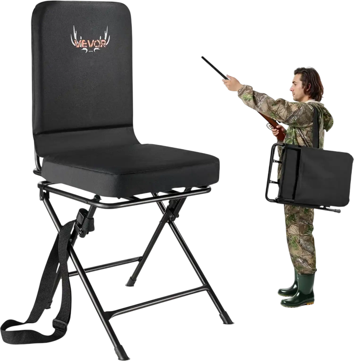 Vevor Hunting Chair 360° Silent Swivel Foldable Blind Chair New