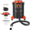 VEVOR Ash Vacuum 6 Gallon, 1200W Powerful Fireplace Cleaner with Casters, for Fireplaces, Pellet Stoves, Wood Stoves, Fire Pits, Grills, Steel Body, Double Stage Filtration, 5 FT Hose, Black & Orange