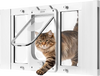 VEVOR Cat Door for Window, Adjustable to Fit Window Width 27"-32", 4 Secure Lock Modes, Aluminum Frame and High-Transparency Glass, Magnetic Closure, Weatherproof Quick-Fit Pet Door for Cats, White