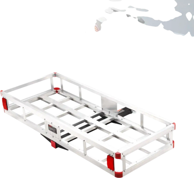 VEVOR 49.4 x 22.4 x 7.1 in Hitch Cargo Carrier, 500lbs Loading Capacity Trailer Hitch Mounted Cargo Basket, Rust-proof Aluminum Luggage Carrier Rack Fits 2
