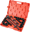 VEVOR 3/4 in Drive Impact Socket Set, 27 Pieces SAE 7/8 in to 2 in and Metric 22 mm to 50 mm, 6 Point Cr-V Alloy Steel for Auto Repair, Includes Extension Bars, Ratchet Handle and Storage Case