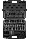 VEVOR 3/8" Drive Impact Socket Set, SAE 1/4"-3/4" and Metric 6-19mm 90 Piece Socket Set, 6 Point Cr-Mo Alloy Steel for Auto Repair, Includes Extension Bars Universal Joint Adapter Lock Storage Case