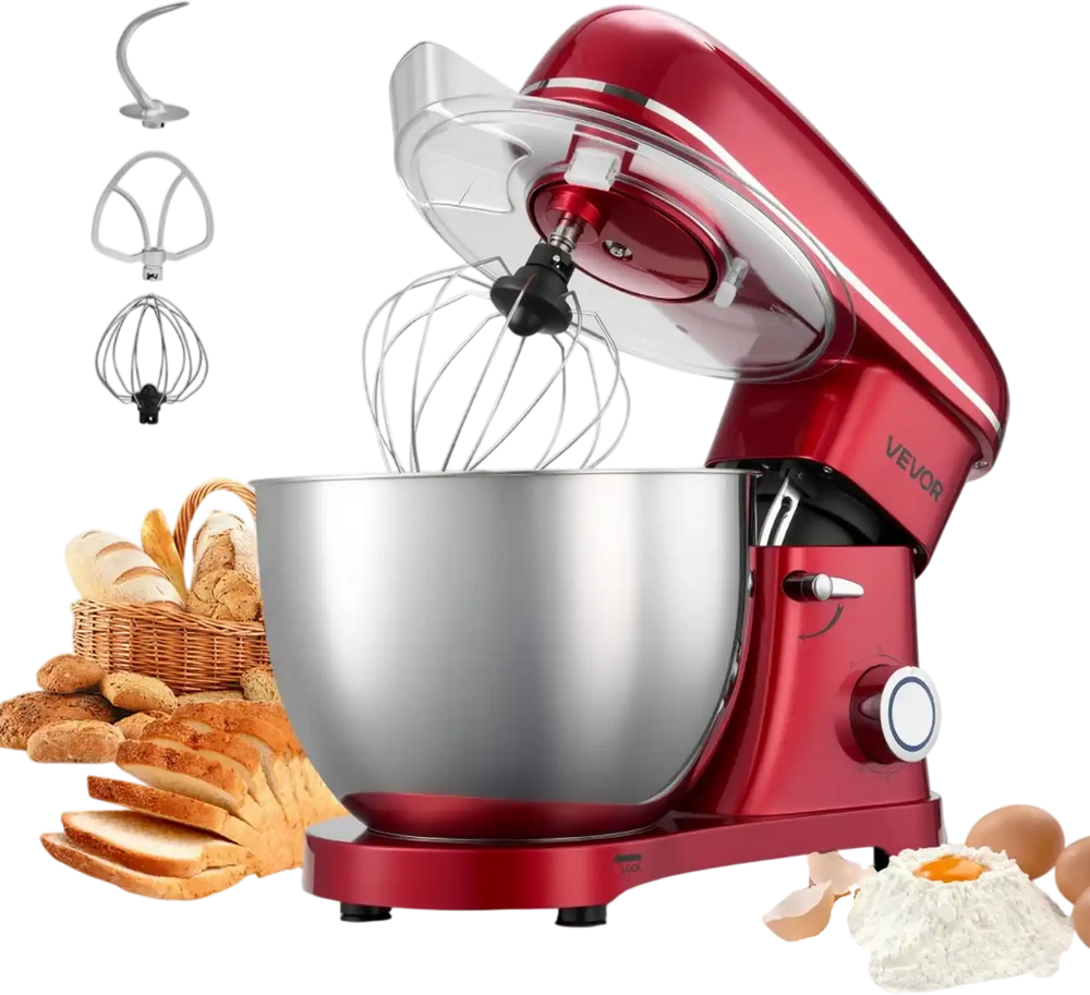 VEVOR Stand Mixer, 8.2 QT Electric Kitchen Mixer, 660W Dough-Mixer, 6 + Pulse Speeds Tilt-head Food-Mixer with Stainless Steel Bowl, Dough Hook, Whisk, Beater, for Baking, Mixing, Whipping & Kneading