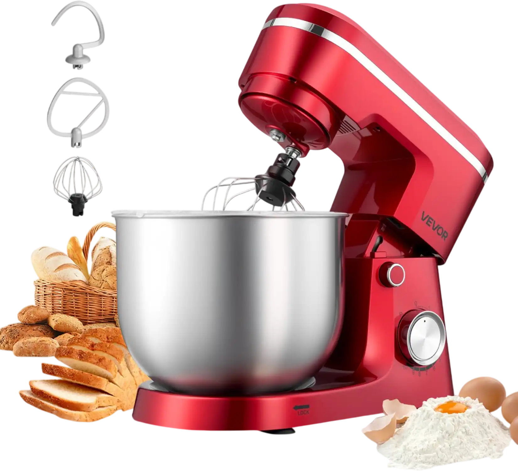 Vevor Stand Mixer 6 QT 300W Tilt-Head Food Mixer Red New