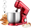 VEVOR Stand Mixer, 6 QT Electric Kitchen Mixer, 300W Dough-Mixer, 10 Speeds Tilt-head Food-Mixer with Stainless Steel Bowl, Dough Hook, Whisk, Beater, for Baking, Mixing, Whipping & Kneading, Red