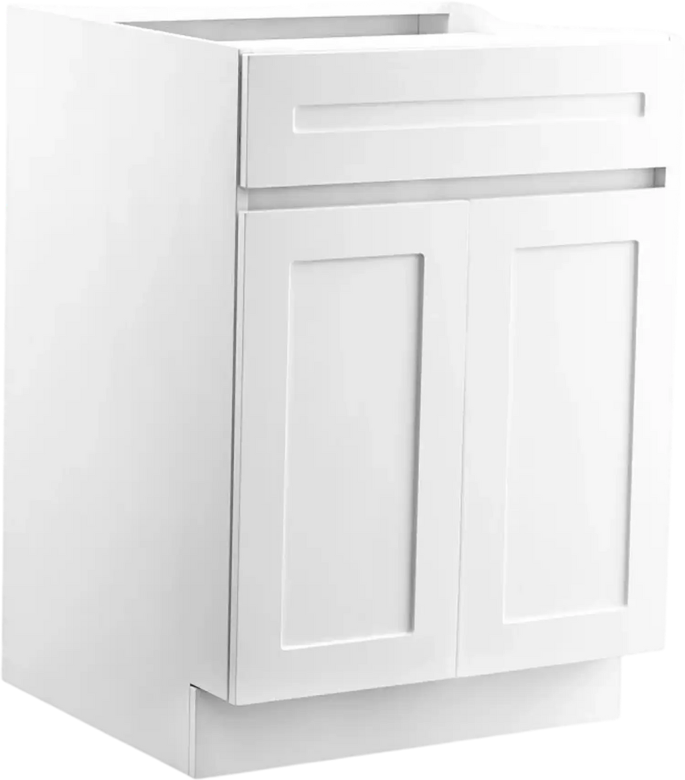 VEVOR White Shaker Base Cabinet with Drawer, 24-Inch Unassembled Drawer Base Cabinet, 24" W x 24" D x 34.5" H Ready to Assemble Cabinet with Soft-Close Doors and Adjustable Shelf, for Home Office