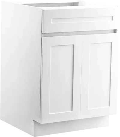 VEVOR White Shaker Base Cabinet with Drawer, 24-Inch Unassembled Drawer Base Cabinet, 24
