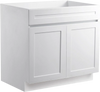 VEVOR White Shaker Base Cabinet, 36-Inch Unassembled Sink Base Cabinet, 36" W x 24" D x 34.5" H Ready to Assemble Cabinet with Soft-Close Doors and Adjustable Shelf, for Home Office