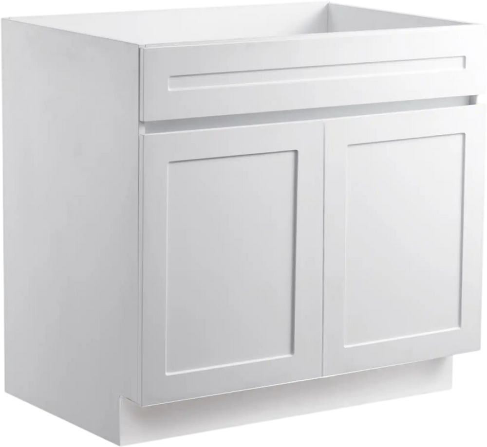 VEVOR White Shaker Base Cabinet, 36-Inch Unassembled Sink Base Cabinet, 36" W x 24" D x 34.5" H Ready to Assemble Cabinet with Soft-Close Doors and Adjustable Shelf, for Home Office