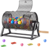 VEVOR Raffle Ticket Spinner, 11.6" x 6.6" Holds 2500 Tickets or 100 Ping Pong Balls, Raffle Drum Lottery Spinning Cage with Reinforced Handle, Stable Triangular Stand, for Events and Gatherings, Black