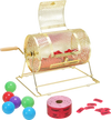 VEVOR Raffle Drum,Holds 2500 Tickets or 100 Ping Pong Balls, Metal Lottery Spinning Drawing with Wooden Turning Handle,11.6 x Ø7.48 inch Brass Plated Raffle Ticket Spinning Cage, for Bingo Ballot Pa