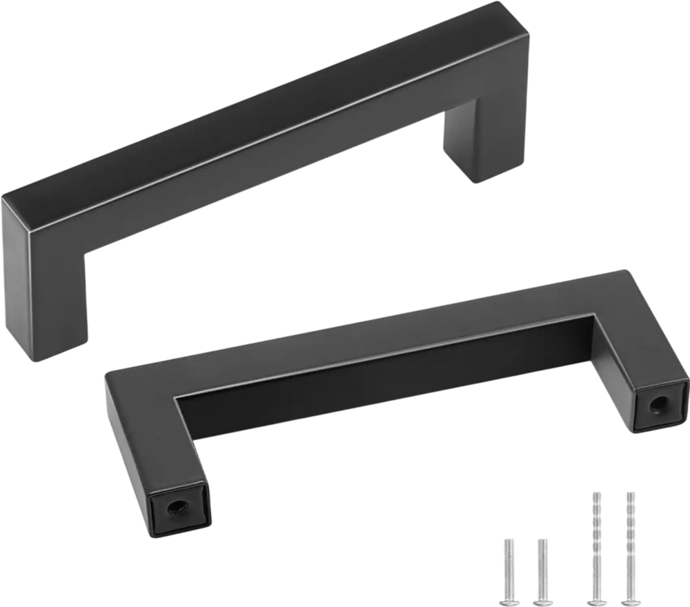 VEVOR 10 Pack Cabinet Pulls, 3.86in / 96mm Center to Center Slim Square Kitchen Cabinet Drawer, Stainless Steel Modern Kitchen Cupboard Door Handles for Kitchen Bathroom Bar Hardware Matte Black