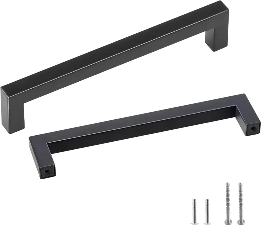 VEVOR 10 Pack Cabinet Pulls, 5.03in / 128mm Center to Center Slim Square Kitchen Cabinet Drawer, Stainless Steel Modern Kitchen Cupboard Door Handles for Kitchen Bathroom Bar Hardware Matte Black