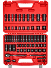 VEVOR 3/8 in Drive Impact Socket Set, 64 Piece, 6 Point Deep & Shallow Impact Sockets, SAE (5/16 in to 1 in) and Metric (6 to 24 mm) Sizes with 3 in & 6 in Extension Bars, Cr-V Steel, Carrying Case