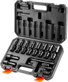 VEVOR 360 Degree Swivel Impact Socket Set, 3/8" Socket Set 14PCS Deep Universal Metric 10-19mm, 6 Point Cr-Mo Alloy Steel for Auto Repair, Easy-to-Read Size Markings, Rugged Construction, Storage Case