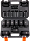 VEVOR 1/2" Drive Impact Socket Set, 9 Piece Deep Socket Set Metric 29-38mm, 6 Point Cr-Mo Alloy Steel for Auto Repair, Easy-to-Read Size Markings, Rugged Construction, Includes Storage Case
