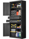 VEVOR Metal Storage Cabinet, 180 lbs Shelf Load Capacity, 70.87" Tall Garage Tool Storage Cabinet with 4 Locking Doors and Adjustable Shelves, 2 Drawers, for Garage, Home, Office, Utility Room, Black