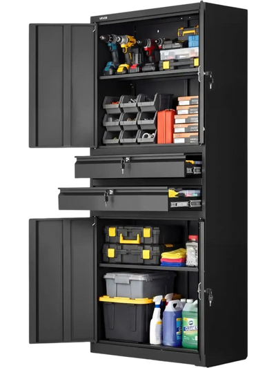 Vevor Metal Storage Cabinet Locking Garage Tool Organizer with 4 Doors and 2 Drawers New