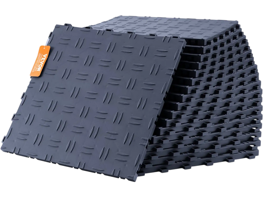 VEVOR Garage Tiles Interlocking, 12 x 12 x 0.53 inch 50 Pack Garage Floor Covering Tiles, Non-Slip Double-Sided Texture Garage Flooring Tiles, for Garages, Basements, Repair Shops, Graphite Gray