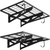 VEVOR 2-Tier Heavy Duty Wall Garage Shelving, 2 x 3 ft Steel Wall Mounted Shelving Unit with Hooks, 24 x 36 Inch Per Shelf Floating Storage Metal Rack for Garage, 500 lbs Total Weight Capacity, Black