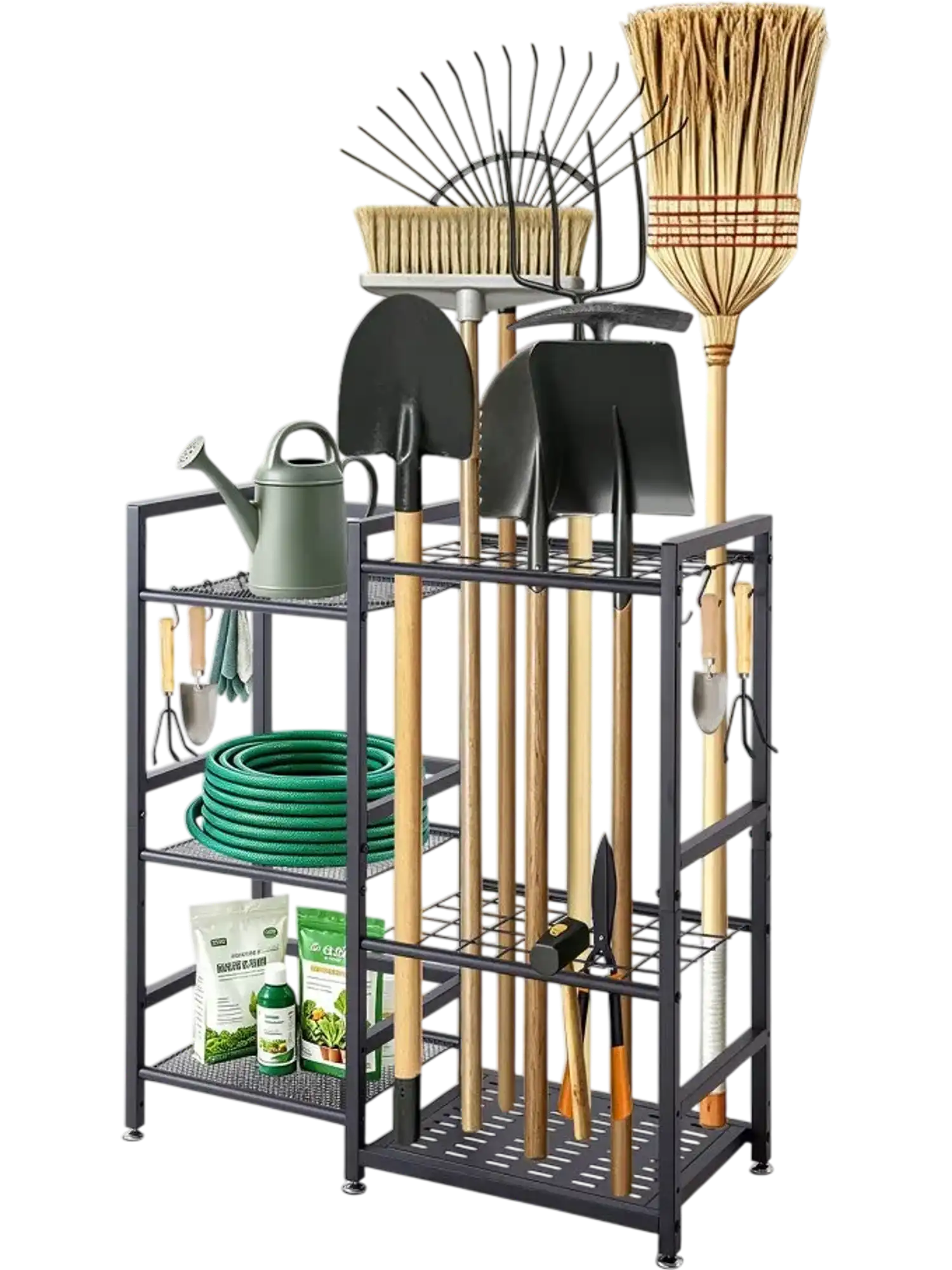 Vevor Garden Tool Organizer Guard Rail 3-Tier Metal Storage Rack New