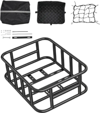 VEVOR Rear Bike Basket, Medium Bicycle Basket with Cargo Net, Liner & Waterproof Cover, Heavy Duty Bike Back Basket for Adult Women/Men Carrying Dogs, Pets, Fruit & Grocery, Mounting Tools Included
