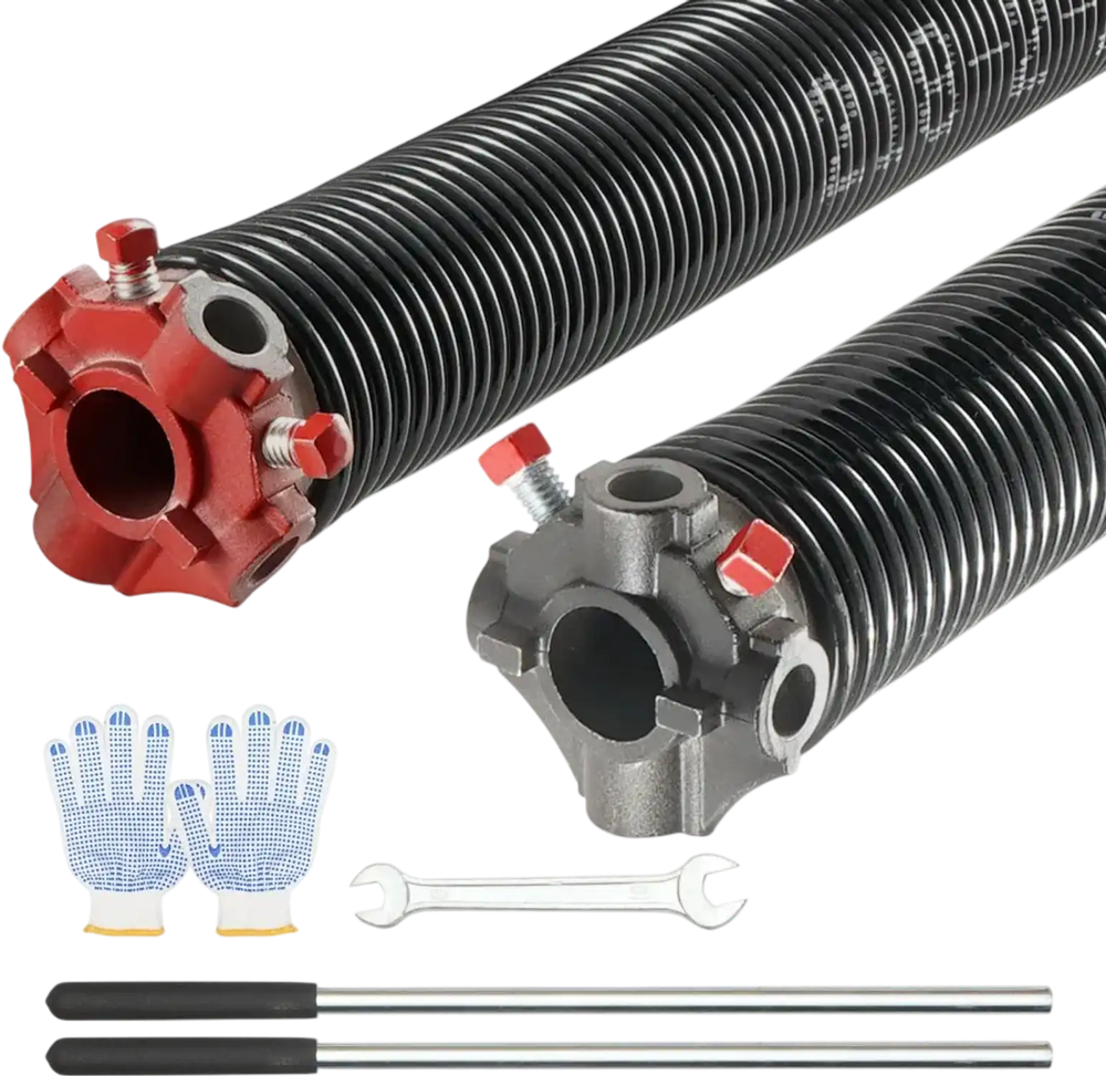 VEVOR Garage Door Torsion Springs, Pair of 0.218 x 2 x 23inch, Garage Door Springs with Non-Slip Winding Bars, 16000 Cycles, Gloves and Mounting Wrench, Electrophoresis Coated for Replacement