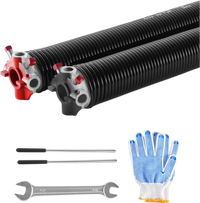 VEVOR Garage Door Torsion Springs, Pair of 0.218 x 2 x 26 in, 16000 Cycles, Electrophoresis Black Coated for Replacement, Garage Door Springs with Non-Slip Winding Bars, Gloves and Mounting Wrench
