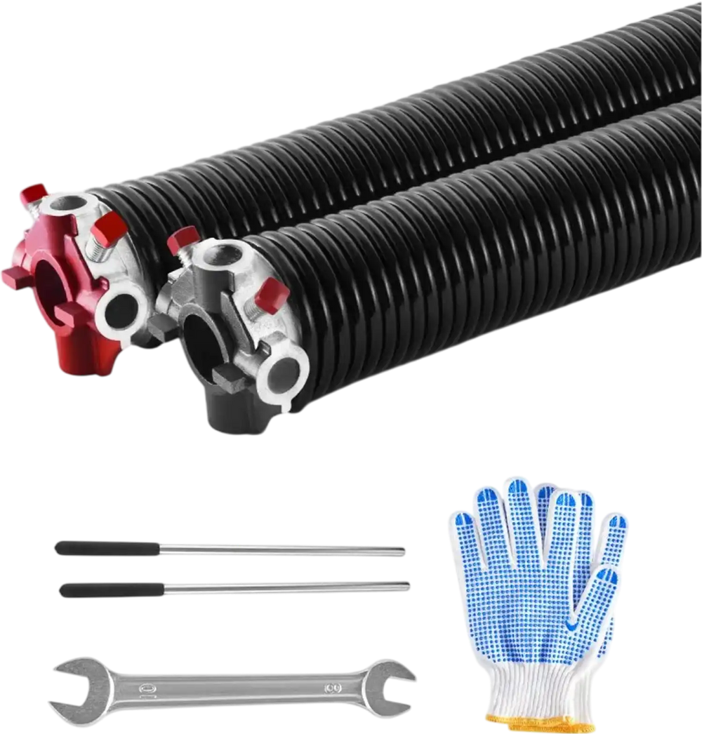 VEVOR Garage Door Torsion Springs, Pair of 0.234 x 2 x 31 in, 16000 Cycles, Electrophoresis Black Coated for Replacement, Garage Door Springs with Non-Slip Winding Bars, Gloves and Mounting Wrench