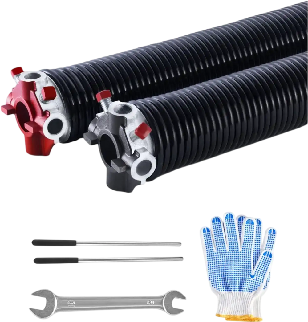 VEVOR Garage Door Torsion Springs, Pair of 0.234 x 2 x 28 in, 16000 Cycles, Electrophoresis Black Coated for Replacement, Garage Door Springs with Non-Slip Winding Bars, Gloves and Mounting Wrench