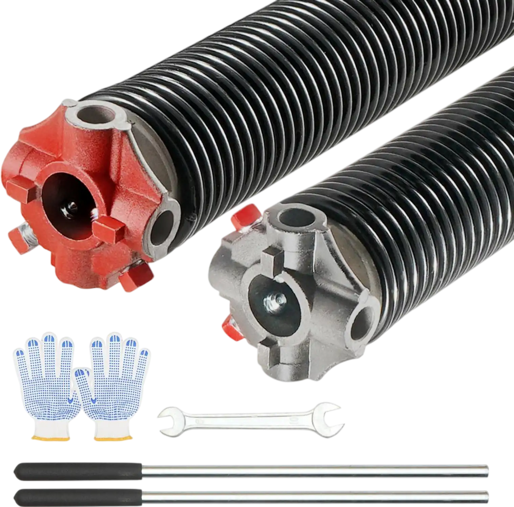 VEVOR Garage Door Torsion Springs, Pair of 0.25 x 2 x 28inch, Garage Door Springs with Non-Slip Winding Bars, 16000 Cycles, Gloves and Mounting Wrench, Electrophoresis Coated for Replacement