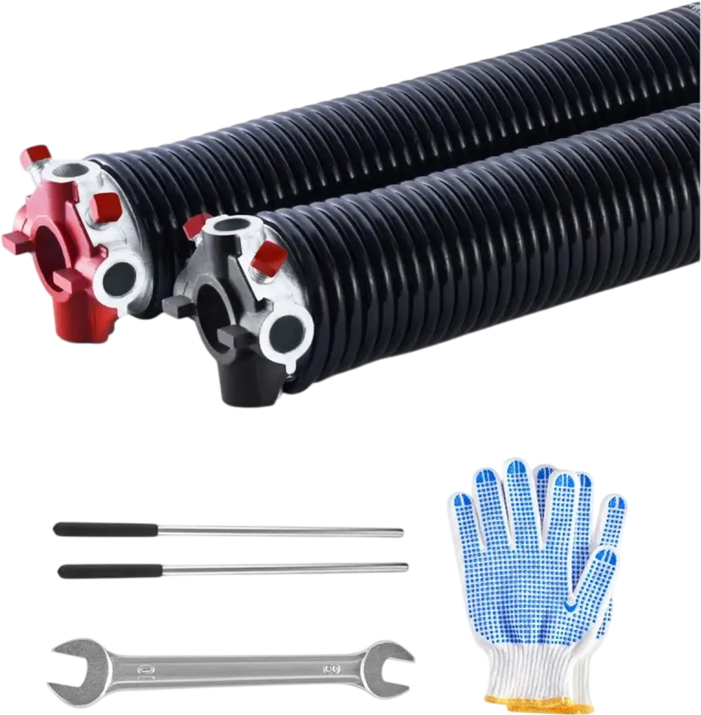 VEVOR Garage Door Torsion Springs, Pair of 0.25 x 2 x 31 in, 16000 Cycles, Electrophoresis Black Coated for Replacement, Garage Door Springs with Non-Slip Winding Bars, Gloves and Mounting Wrench