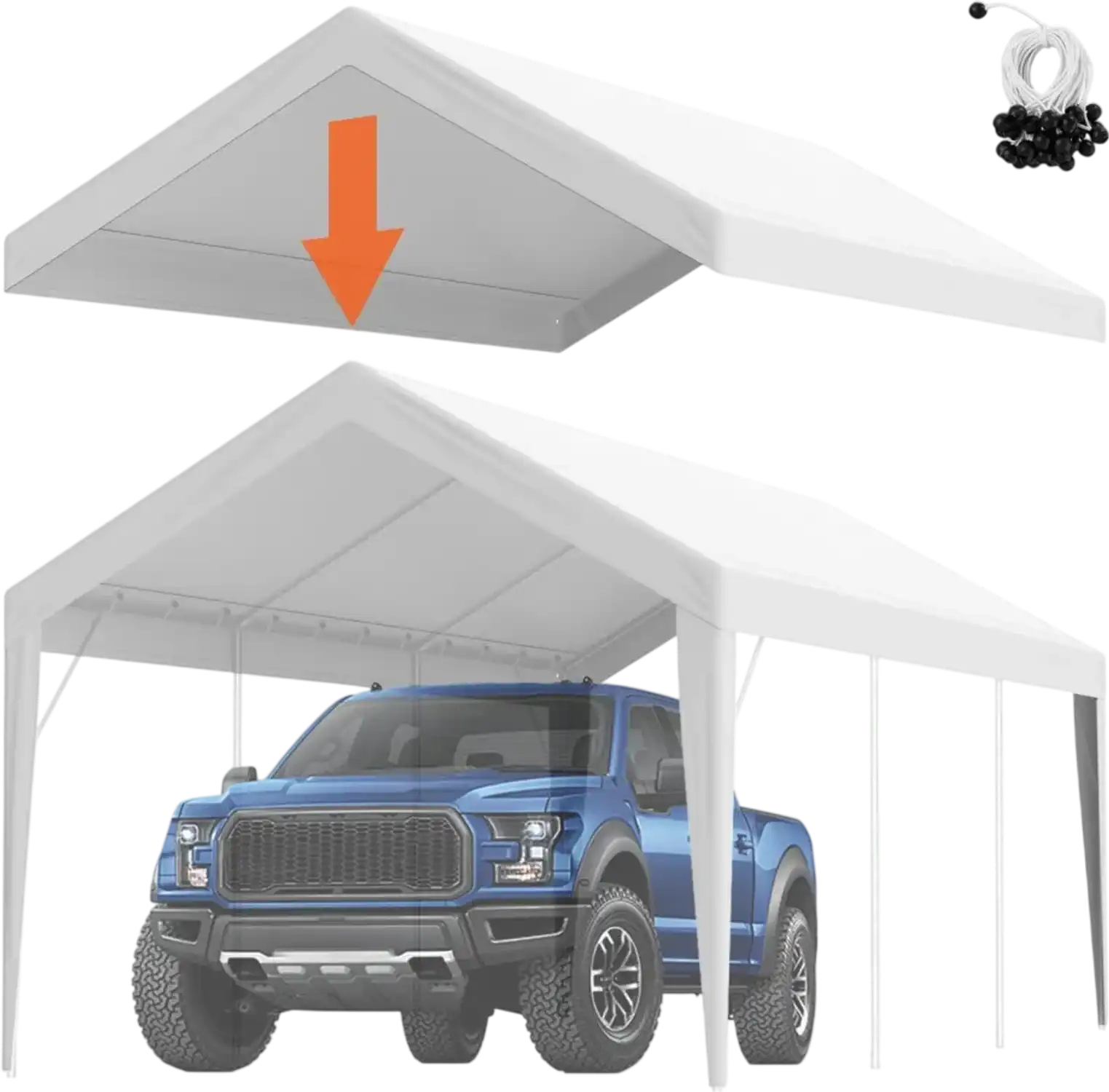 Vevor Carport Replacement Canopy Cover 10' x 20' Waterproof UV Protected White Top Cover New