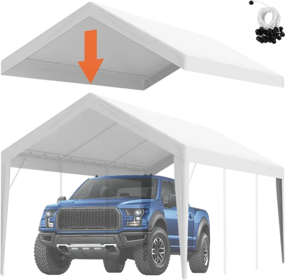 Vevor Carport Replacement Canopy Cover 10' x 20' Waterproof UV Protected White Top Cover New