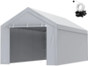 VEVOR Carport Replacement Canopy Cover Top + Side Wall 10 x 20 ft, Garage Tent Shelter Tarp Heavy-Duty Waterproof & UV Protected, Easy Installation with Ball Bungees,Grey (Frame Not Included)