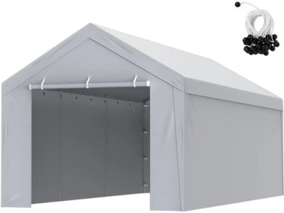 Vevor Carport Replacement Canopy Cover Top and Side Wall 10' x 20' Garage Tent Shelter Tarp Gray New
