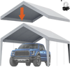 VEVOR Carport Replacement Canopy Cover 12 x 20 ft, Garage Top Tent Shelter Tarp Heavy-Duty Waterproof & UV Protected, Easy Installation with Ball Bungees,Grey (Only Top Cover, Frame Not Include)