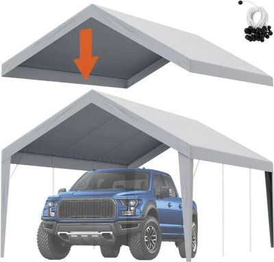 Vevor Carport Replacement Canopy Cover 12' x 20' Waterproof UV-Protected Gray Top Cover New