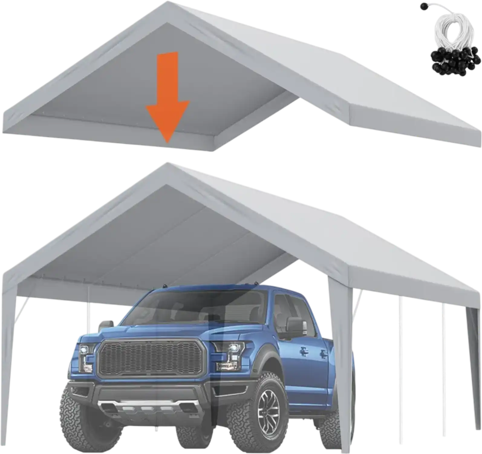 Vevor Carport Replacement Canopy Cover 13' x 20' Gray New