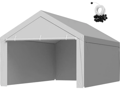 Vevor Carport Replacement Canopy 13' x 20' Waterproof UV-Resistant Grey with Sidewalls New