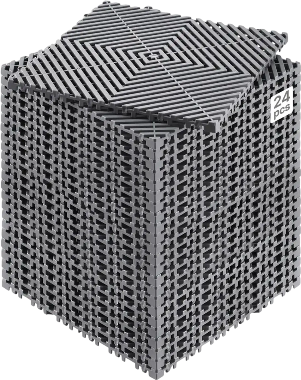 VEVOR Interlocking Drainage Mat, 12” x 12” Modular Interlocking Cushion, 24 Pcs Splicing Drainage Mats, Non-Slip Gray PP Drainage Floor Tile and Shower Mat, for Garage, Garden, Kitchen & Outdoor