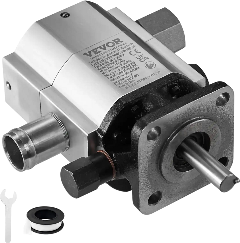 VEVOR Hydraulic Log Splitter Pump, 13GPM, 2 Stage 3000PSI Wood Log Splitter Pump, 1'' Inlet 1/2'' NPT Outlet 3600 RPM Aluminum Hydraulic Gear Pump, for Small Engine Mounting Log Splitters Snowplow