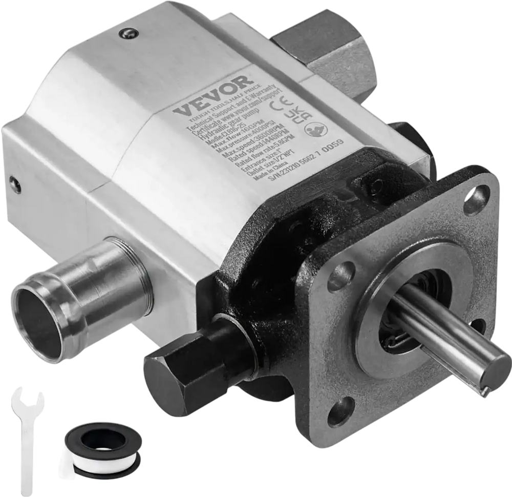 VEVOR Hydraulic Log Splitter Pump, 16GPM, 2 Stage 4000PSI Wood Log Splitter Pump, 1'' Inlet 1/2'' NPT Outlet 3600 RPM Aluminum Hydraulic Gear Pump, for Small Engine Mounting Log Splitters Snowplow