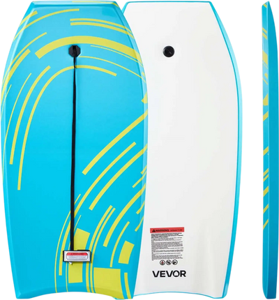 VEVOR 42-Inch Bodyboard, Body Board Trainer with EPS Foam Core & Wrist Leash, UV-Resistant Beach Bodyboard for Beginners, Youth Up to 180 lbs